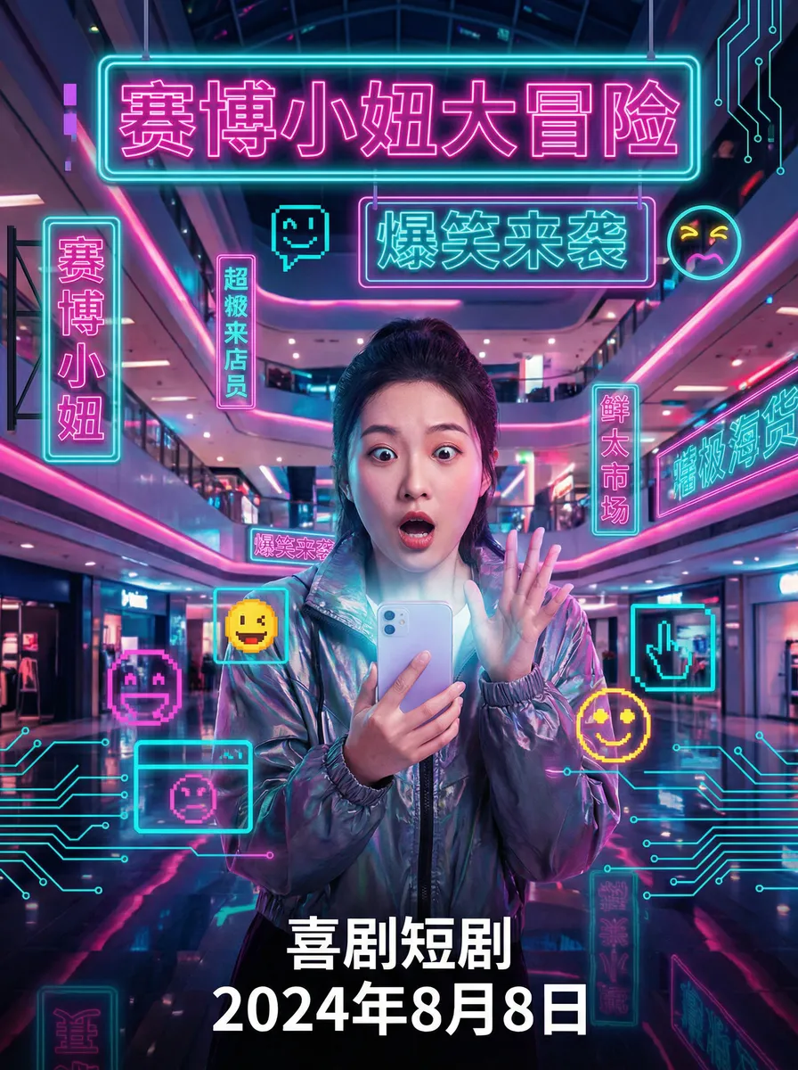 巨乳小说 搞笑喜剧短剧 - 赛博小妞大冒险海报